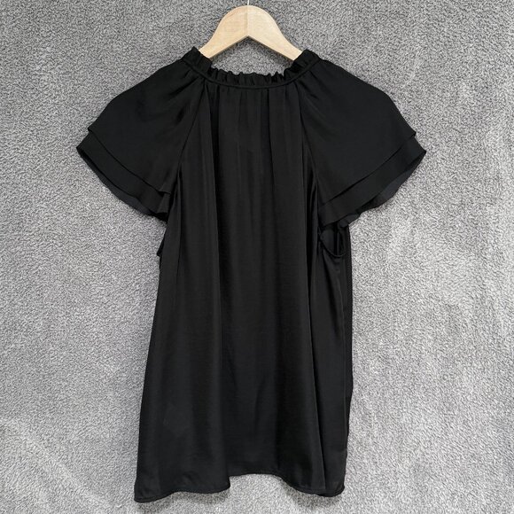 Banana Republic lightweight silky satin ruffle neck flutter sleeve top - Picture 4 of 6